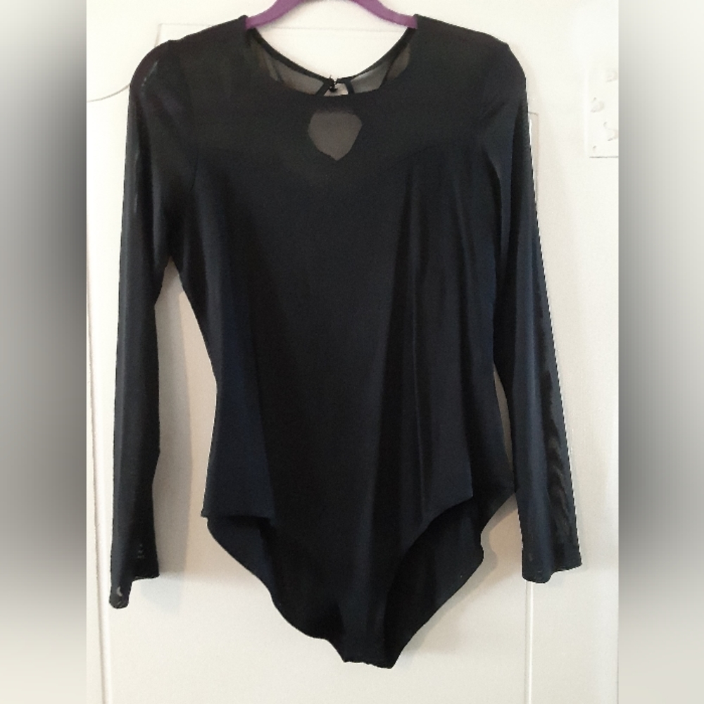 Mark Snap Crotch Bodysuit Sheer Blouse Top Medium